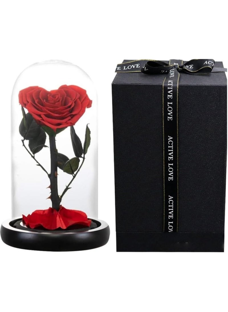 Handmade Heart Shape Forever Preserved Rose Real Eternal Rose Box Fully Handmade, Forever Flower, Special Day Gifts for Her, Wife, Girlfriend, Woman, Romantic Gift for Her, Birthday, Anniversary, Size: 22x14x14 cm (RED)