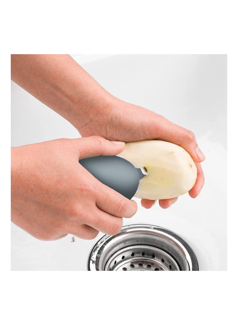 2 Pack Vegetable Brush Non Slip Grip Potato Scrubber Veggie with Flexible and Hard for Food Corn Silk Carrots Dots Remover
