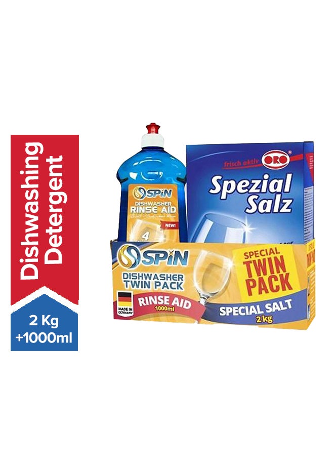 Dishwasher Detergent Rinse Aid 1000ml + Special Salt 2 Kg Set