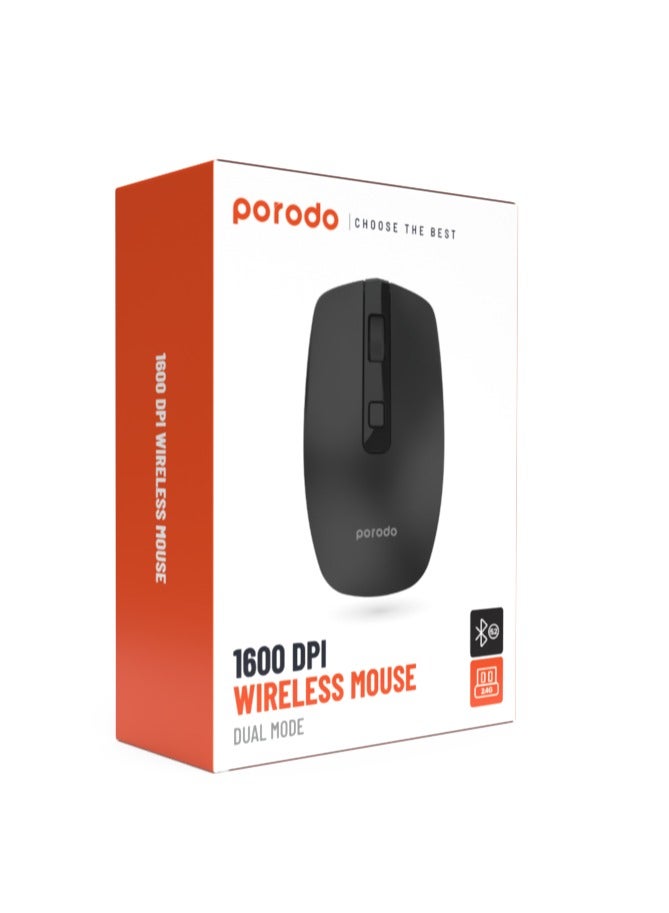 2.4G Wireless and Bluetooth Rechargeable Mouse DPI 1600 - Black