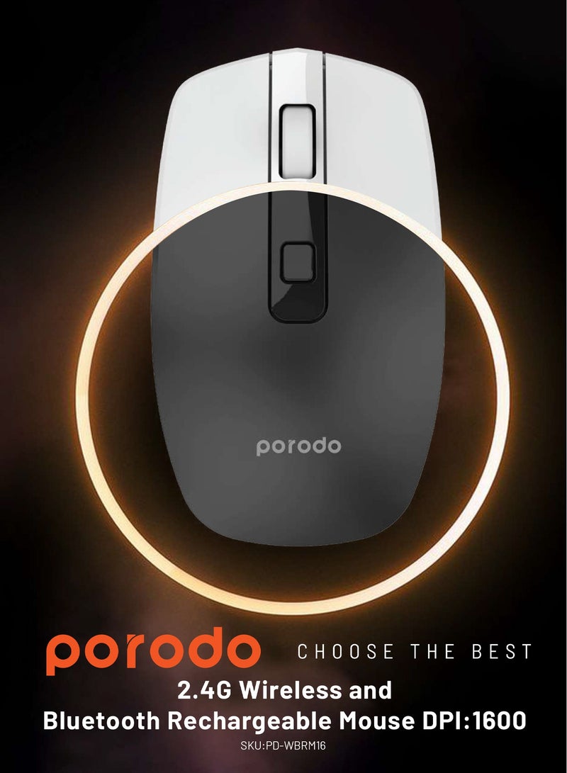2.4G Wireless and Bluetooth Rechargeable Mouse DPI 1600 - Black