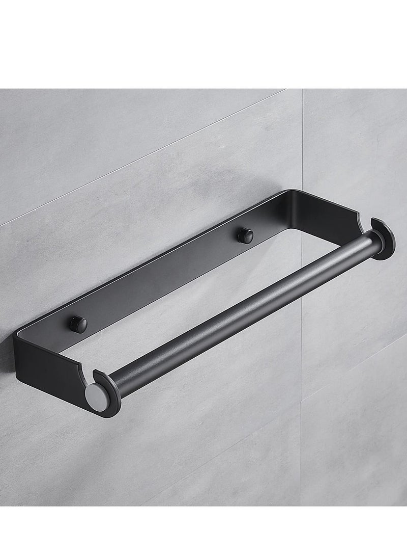 Paper Towel Holder Under Cabinet, Paper Roll Holder,Self Adhesive or Screw Mounting Paper Towel Holder Wall Mount Keep your kitchen organized (Black)