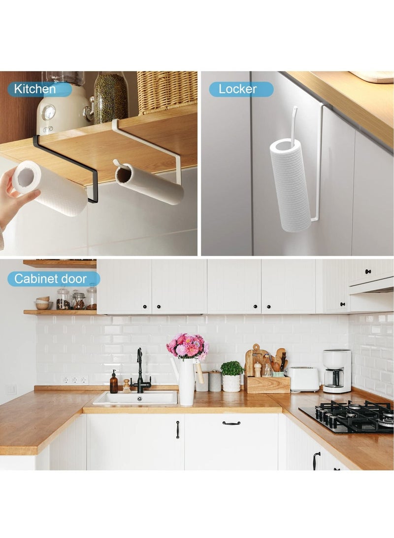 Kitchen Roll Holder Under Cabinet, 2Pcs Paper Towel Holder Countertop, Kitchen Self-Adhesive Wall Mounted Paper Towel Rack, Kitchen Towel Holders for Bathroom, Washroom, Toilet, Kitchen