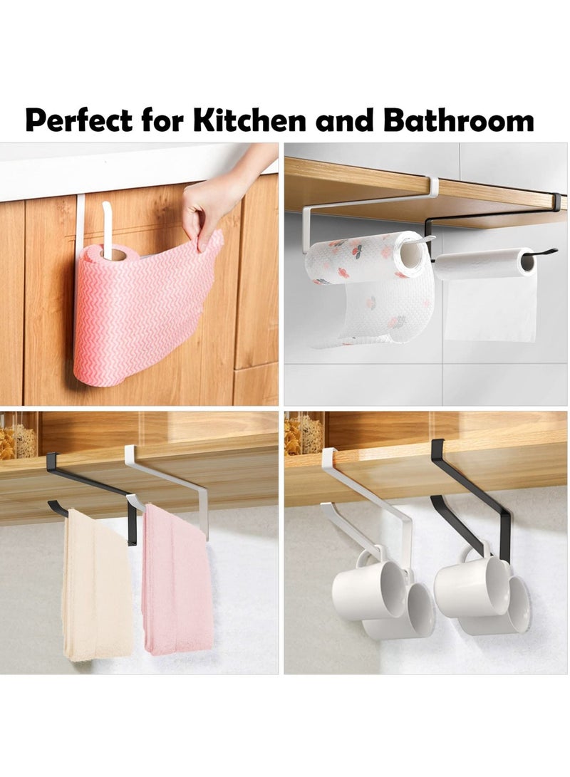 Kitchen Roll Holder Under Cabinet, 2Pcs Paper Towel Holder Countertop, Kitchen Self-Adhesive Wall Mounted Paper Towel Rack, Kitchen Towel Holders for Bathroom, Washroom, Toilet, Kitchen