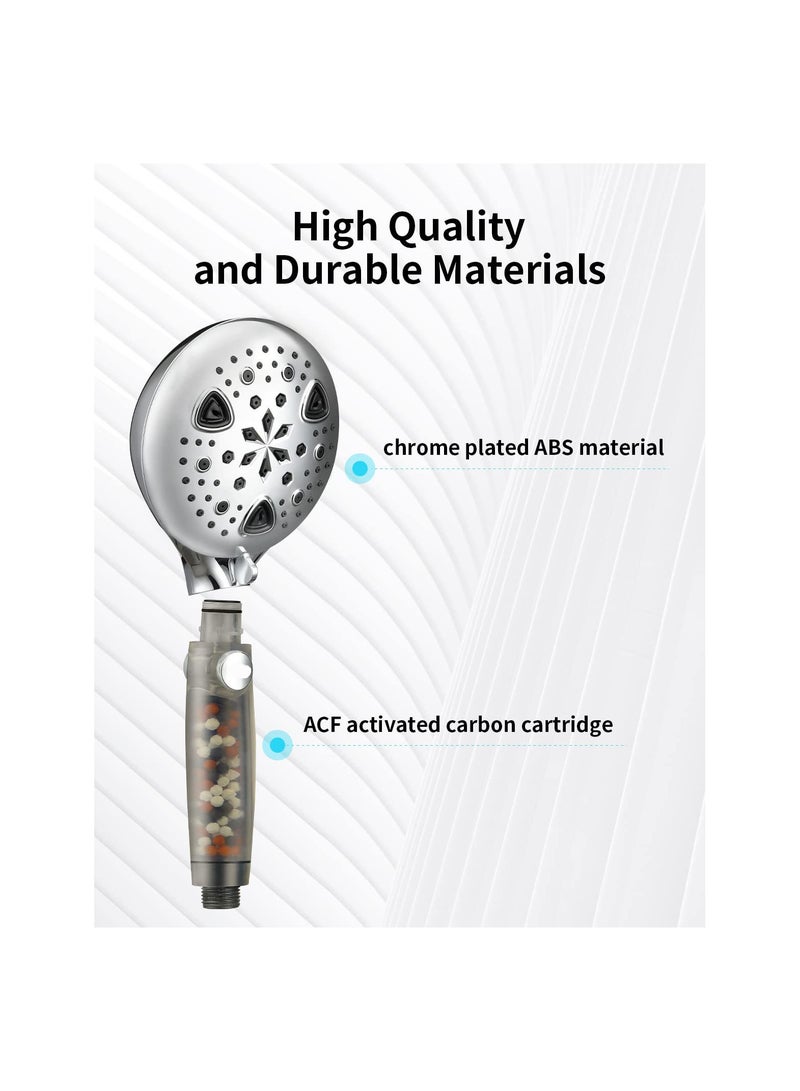 High Pressure Handheld Showerhead with 9 Spray Modes and Filter, Ideal for Dry Skin & Hair, Pet Cleaning, and Household Use (1 Pack)