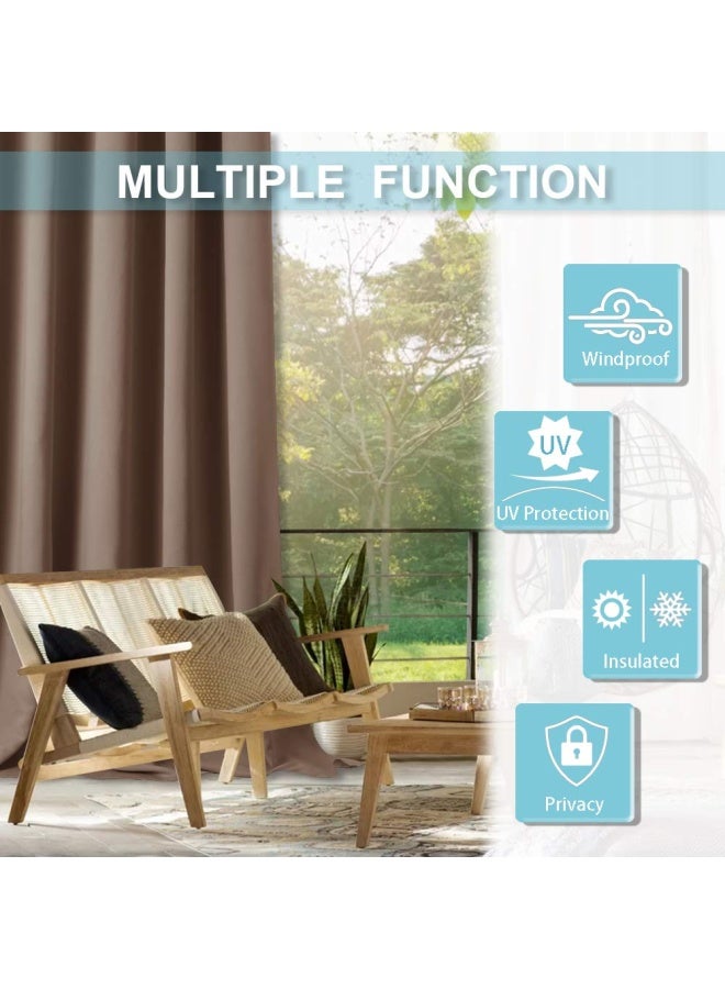 Outdoor Curtains For Porch - Blackout Waterproof Exterior Privacy Shades For Front Gazebo Garden Patio Door Garage 1 Panel Width 52 X Length 84 Inch Mocha