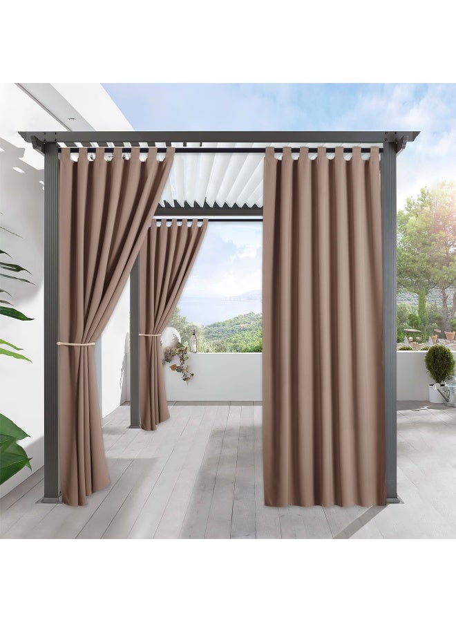 Outdoor Curtains For Porch - Blackout Waterproof Exterior Privacy Shades For Front Gazebo Garden Patio Door Garage 1 Panel Width 52 X Length 84 Inch Mocha