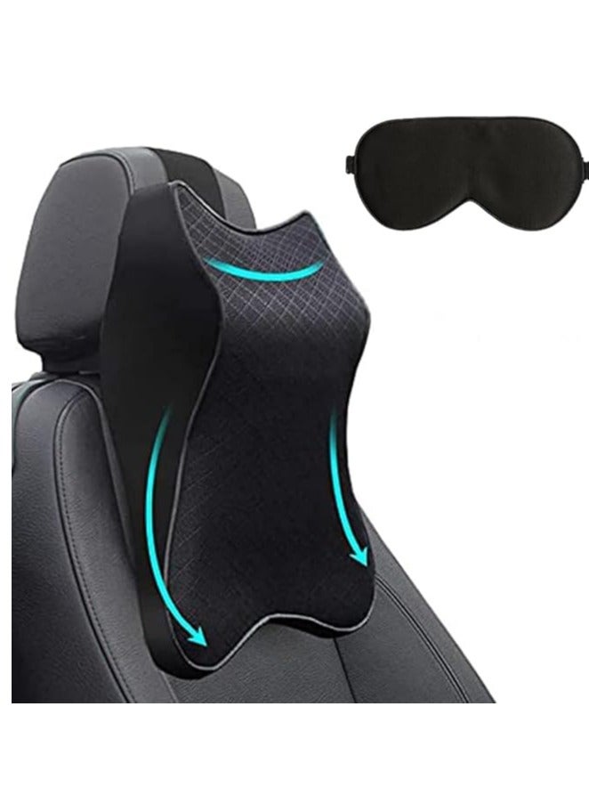 Car Seat Headrest Neck Rest Cushion,1 Eye MASK,Breathable Removable Cover, Comfortable Ergonomic & Neck Pain Relief