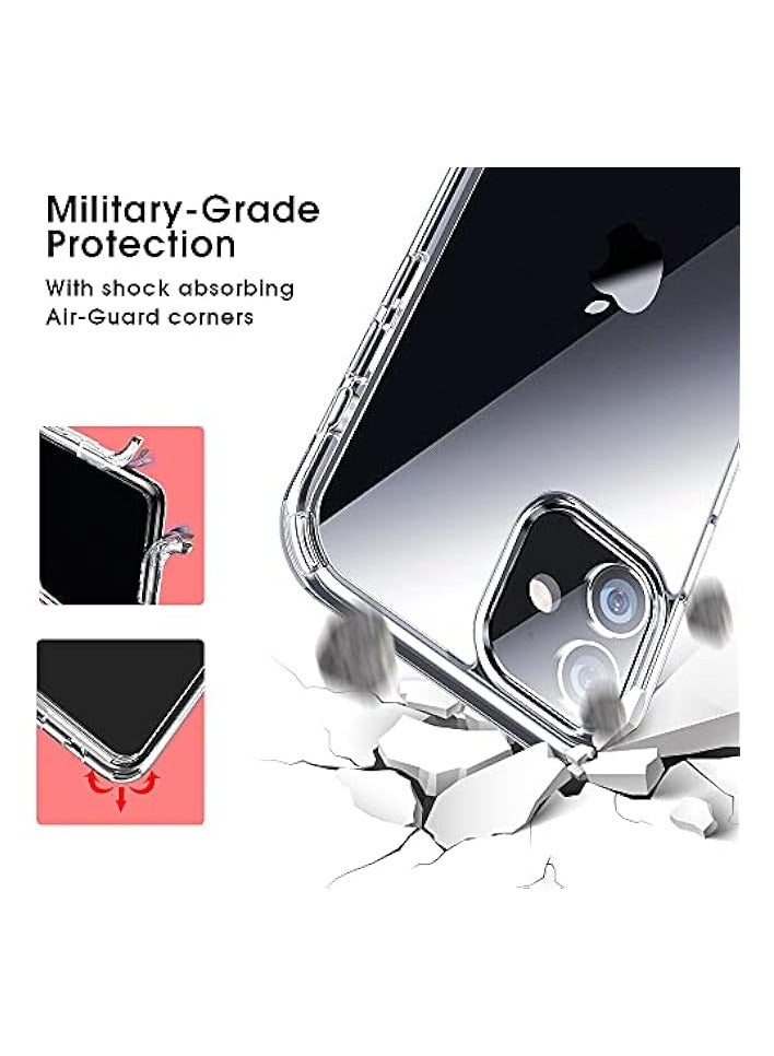 iPhone 12 Case,iPhone 12 Pro Case Clear Slim Cover with Hard PC Back and Shock-Absorbing Soft Bumper Anti-Yellowing Military Grade Protection Cover Compatible iPhone 12/iPhone 12 Pro 6.1