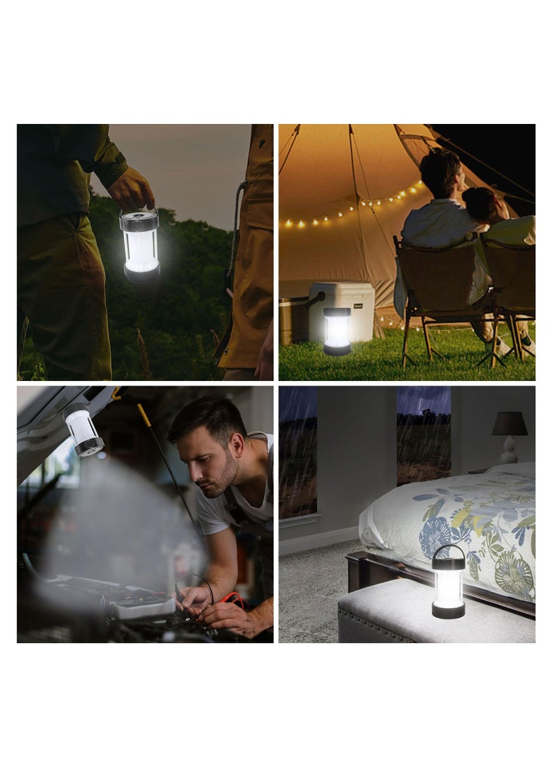 Solar LED Camping Lantern, IPX4 Waterproof Flashlight Emergency Light USB Rechargeable Tent Light Can Charge for Phone with Magnetic Base and Foldable Hook for Hurricane Power Outage Outdoor