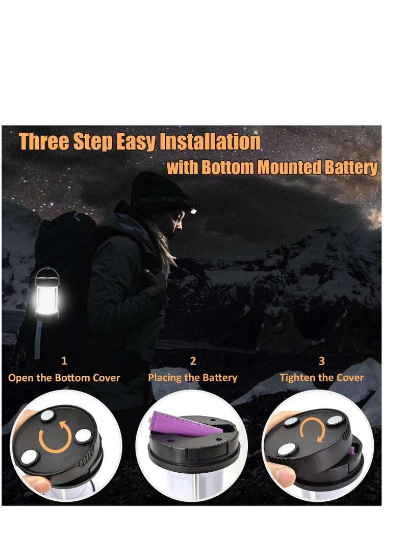 Solar LED Camping Lantern, IPX4 Waterproof Flashlight Emergency Light USB Rechargeable Tent Light Can Charge for Phone with Magnetic Base and Foldable Hook for Hurricane Power Outage Outdoor