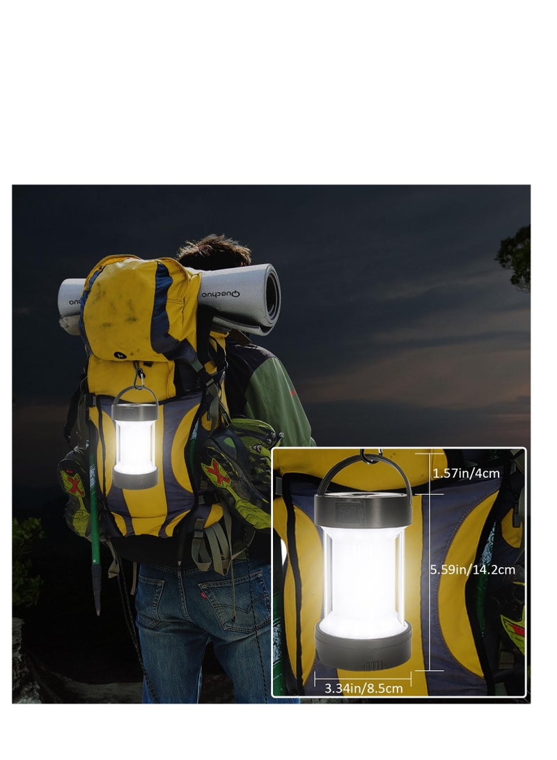 Solar LED Camping Lantern, IPX4 Waterproof Flashlight Emergency Light USB Rechargeable Tent Light Can Charge for Phone with Magnetic Base and Foldable Hook for Hurricane Power Outage Outdoor