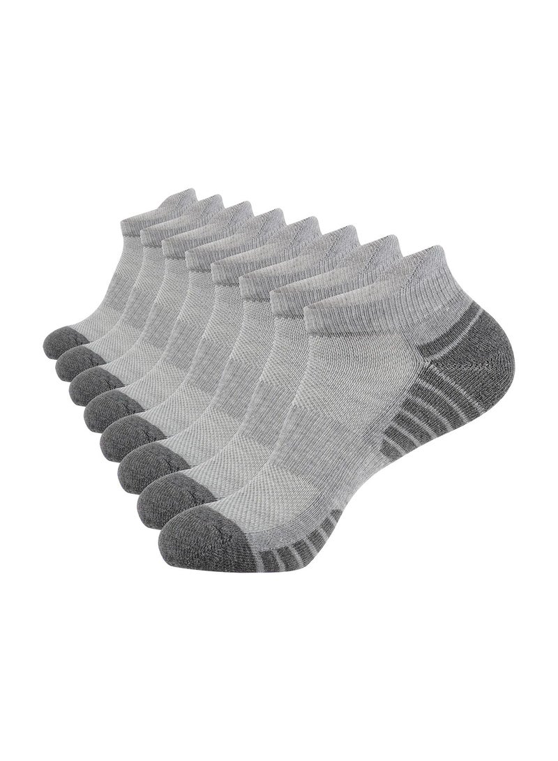 8 Pairs Mens Ankle Athletic Socks Low Cut Breathable Running Socks with Cushion Tab Comfort Sports Trainer Socks Cotton Casual Non-Slip No Show Socks for Men EUR43-46