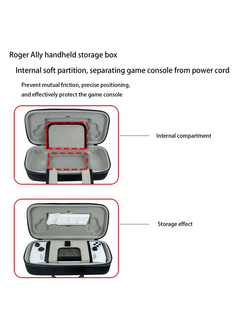Durable Hard Carrying Case for ROG Ally Console, Travel-Ready Protective Handbag, EVA Shockproof Storage, Built-in Heat Dissipation Stand, Waterproof Oxford Fabric.