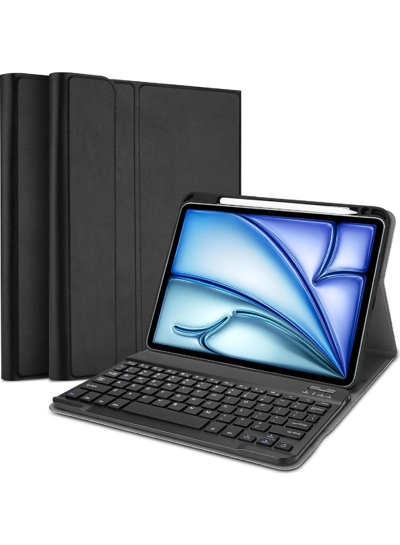 Keyboard Case For iPad Air 13 inch (M3/M2, 2025/2024),iPad Pro 12.9 inch (6th2022/5th2021/4th2020/3th2018),Wireless Detachable Keyboard with Type-C Charging Magnetic Cover with Pencil Holder for iPad Air 13inch 2025/2024 and Pro 12.9inch (2022-2018)