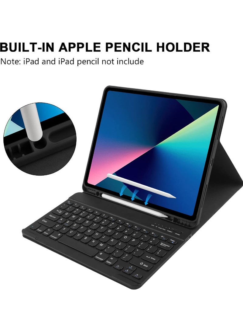 Keyboard Case For iPad Air 13 inch (M3/M2, 2025/2024),iPad Pro 12.9 inch (6th2022/5th2021/4th2020/3th2018),Wireless Detachable Keyboard with Type-C Charging Magnetic Cover with Pencil Holder for iPad Air 13inch 2025/2024 and Pro 12.9inch (2022-2018)
