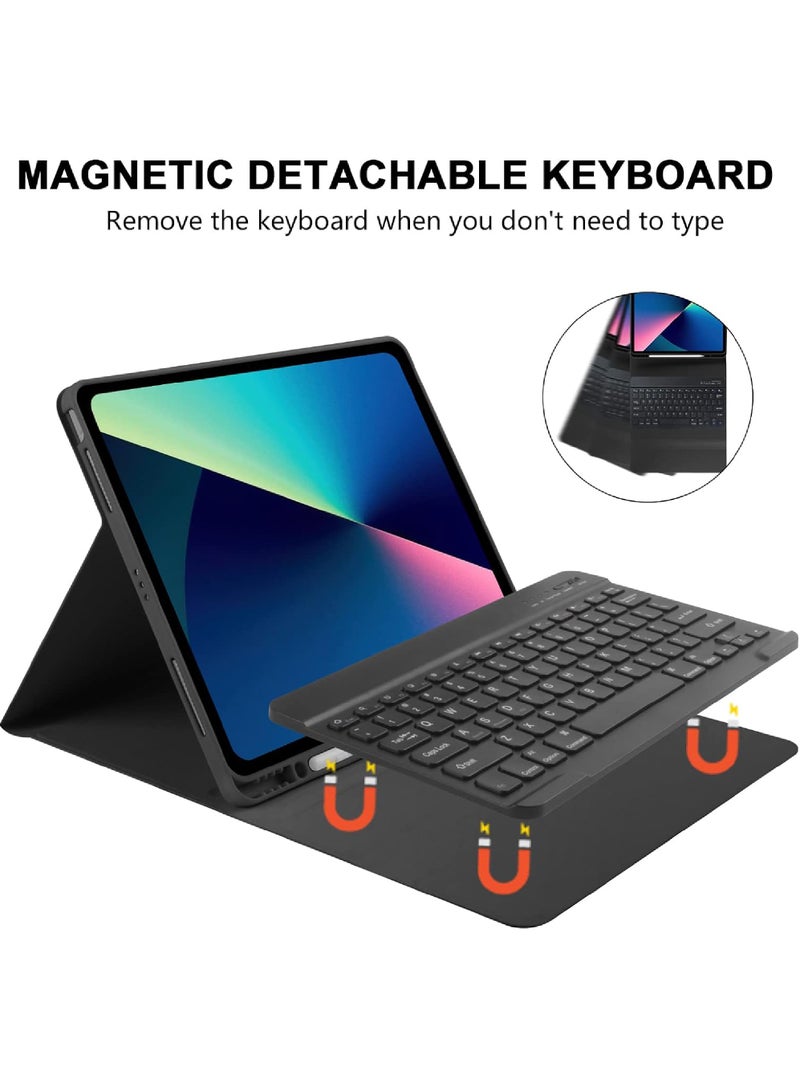 Keyboard Case For iPad Air 13 inch (M3/M2, 2025/2024),iPad Pro 12.9 inch (6th2022/5th2021/4th2020/3th2018),Wireless Detachable Keyboard with Type-C Charging Magnetic Cover with Pencil Holder for iPad Air 13inch 2025/2024 and Pro 12.9inch (2022-2018)