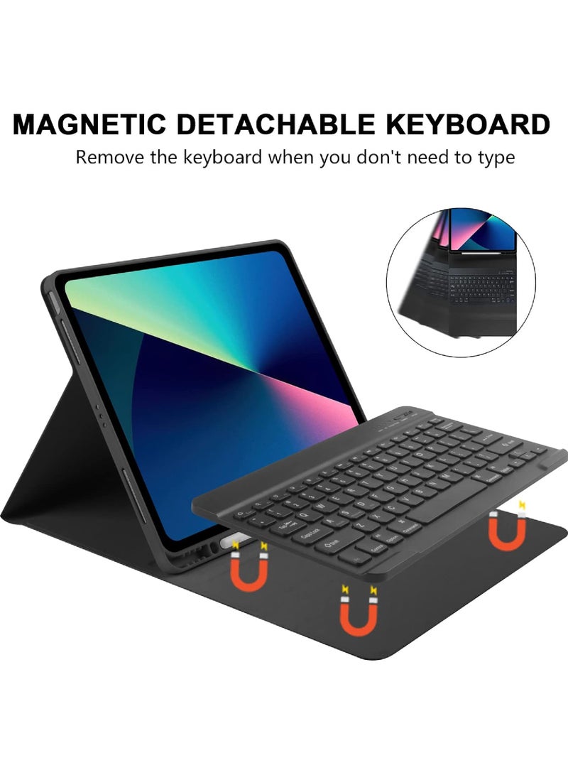 Keyboard Case For iPad Pro 11 Inch M4 (2024)/iPad Pro 11 (2024) Trifold Stand Protective Case with Pen Holder - Supports Pencil Charging