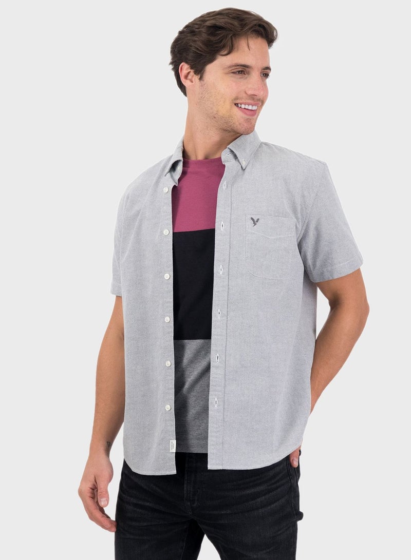 Classic Short Sleeve Slim Fit Shirt Grey