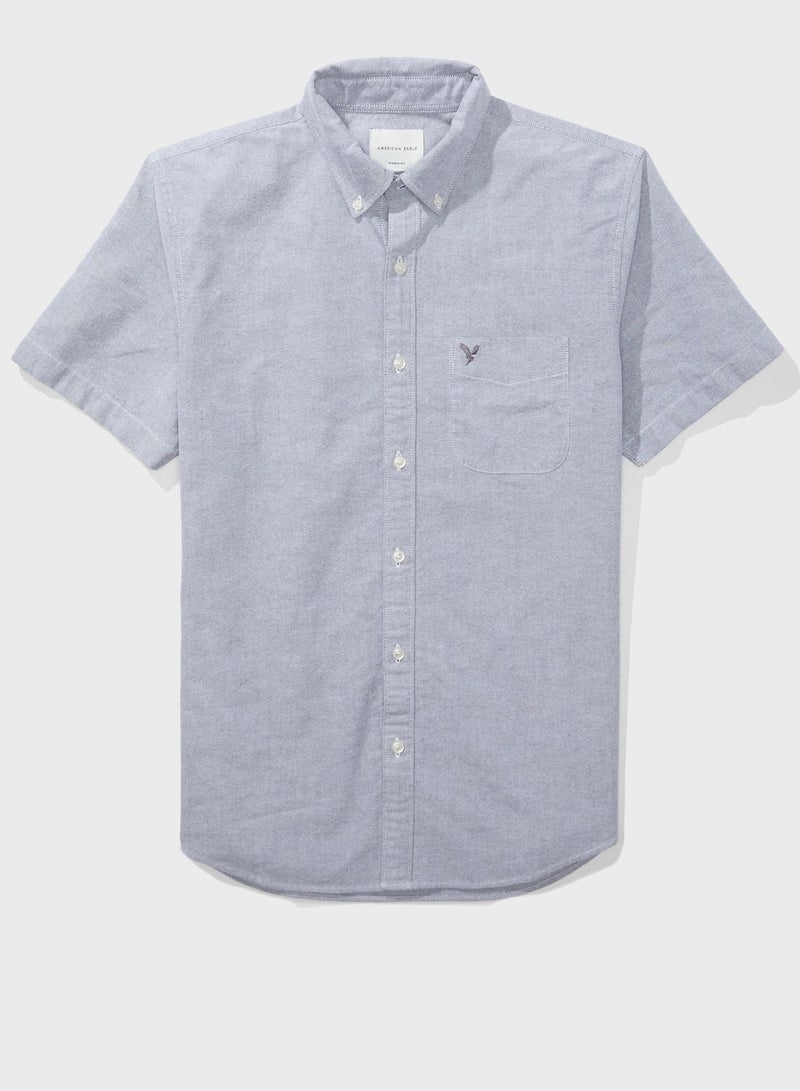 Classic Short Sleeve Slim Fit Shirt Grey