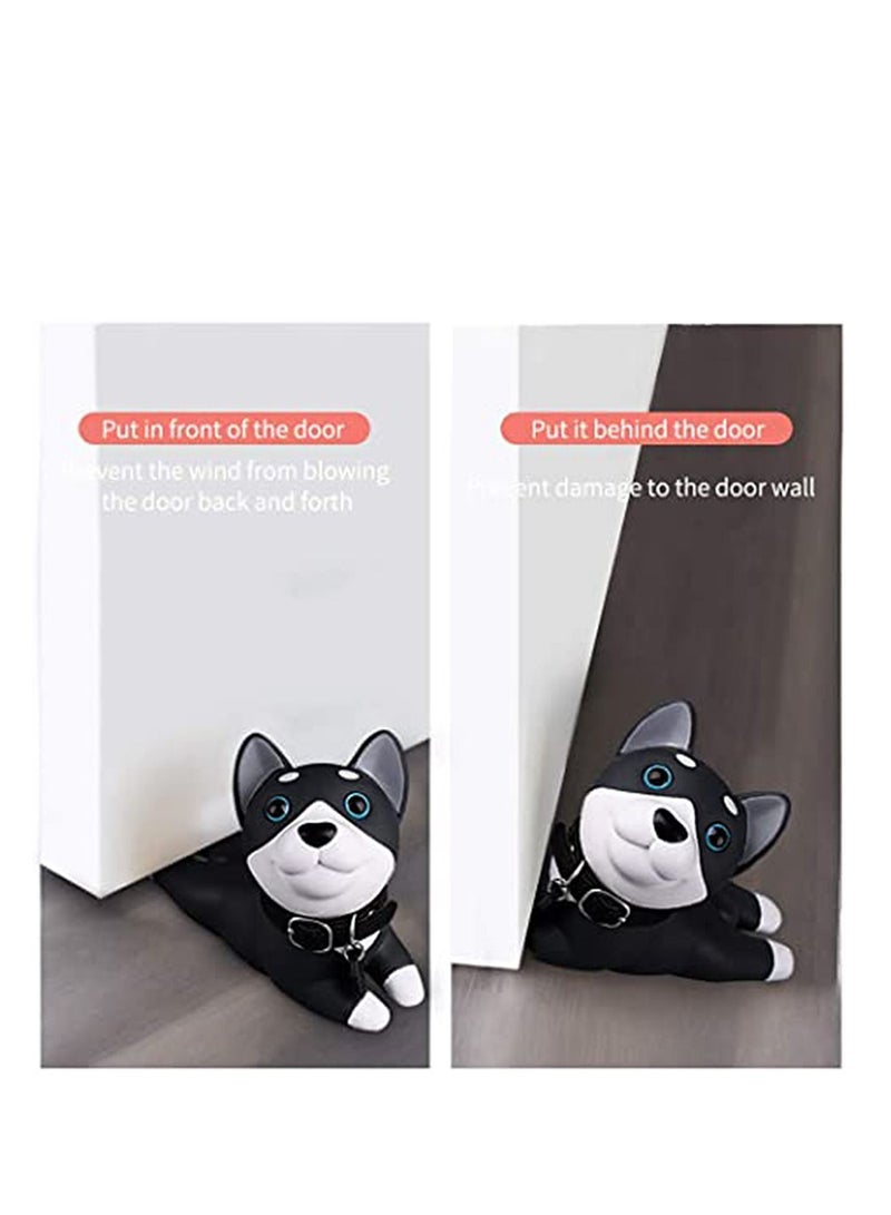 Decorative Door Stopper Cute Dog Door Stopper Door Stop Silicone Door Stops Cute Style Door Wedge for Home and Office Black and White, Prevent Accidental Locks In the Room