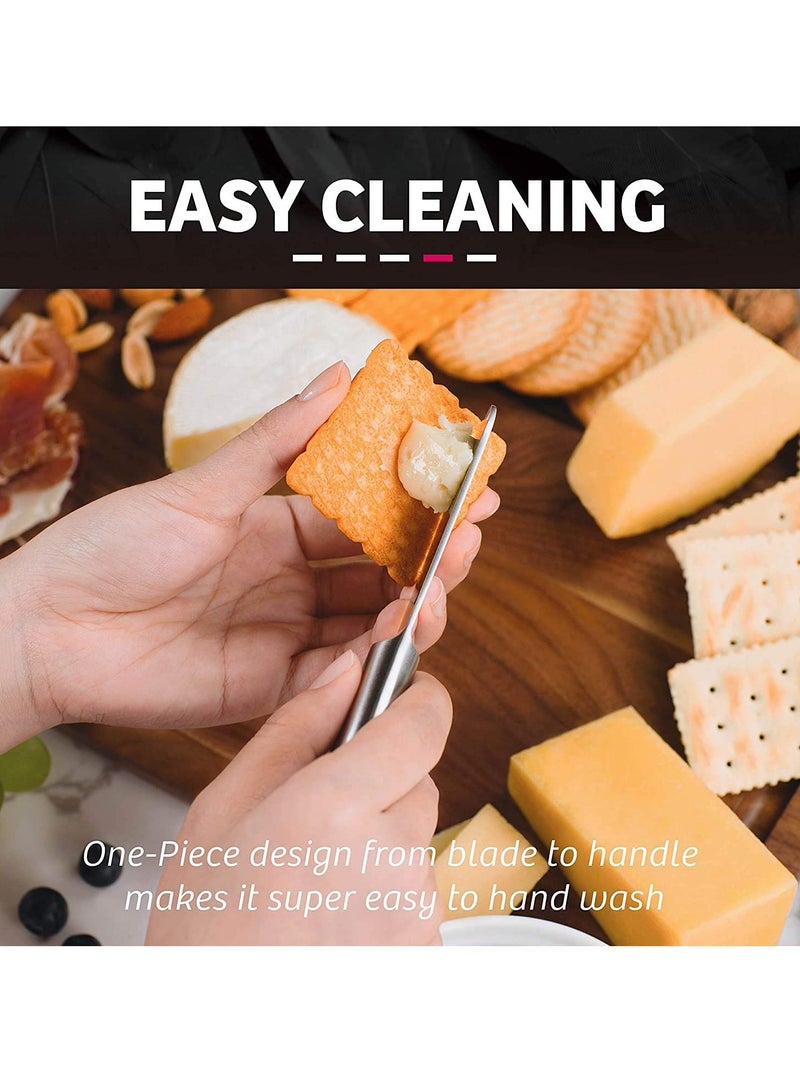 Cheese Knives Steel Stainless Cheese Slicer Cheese Cutter Spreader Fork Light Weight One-Piece Silver Design Cheese Knives Perfect Gifts for Char rie Board