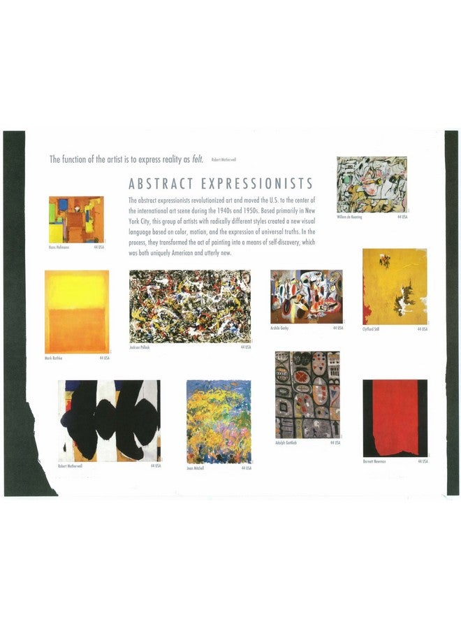 Abstract Expressionists Sheet Of Ten 44 Cent Stamps Scott 4444 By Usps