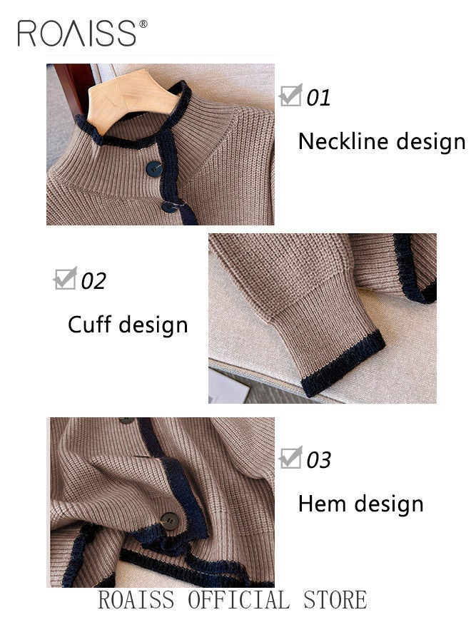 Ladies Knitted Cardigan Casual Regular Fit Long Sleeve Top Women Solid Color Cardigan Female Casual and Versatile Knitted Coat