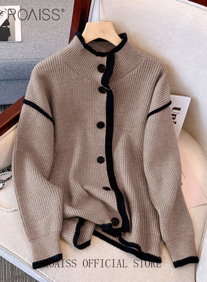 Ladies Knitted Cardigan Casual Regular Fit Long Sleeve Top Women Solid Color Cardigan Female Casual and Versatile Knitted Coat