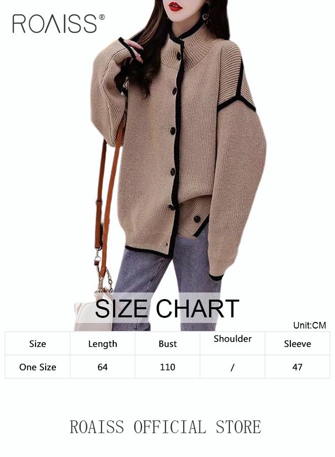 Ladies Knitted Cardigan Casual Regular Fit Long Sleeve Top Women Solid Color Cardigan Female Casual and Versatile Knitted Coat