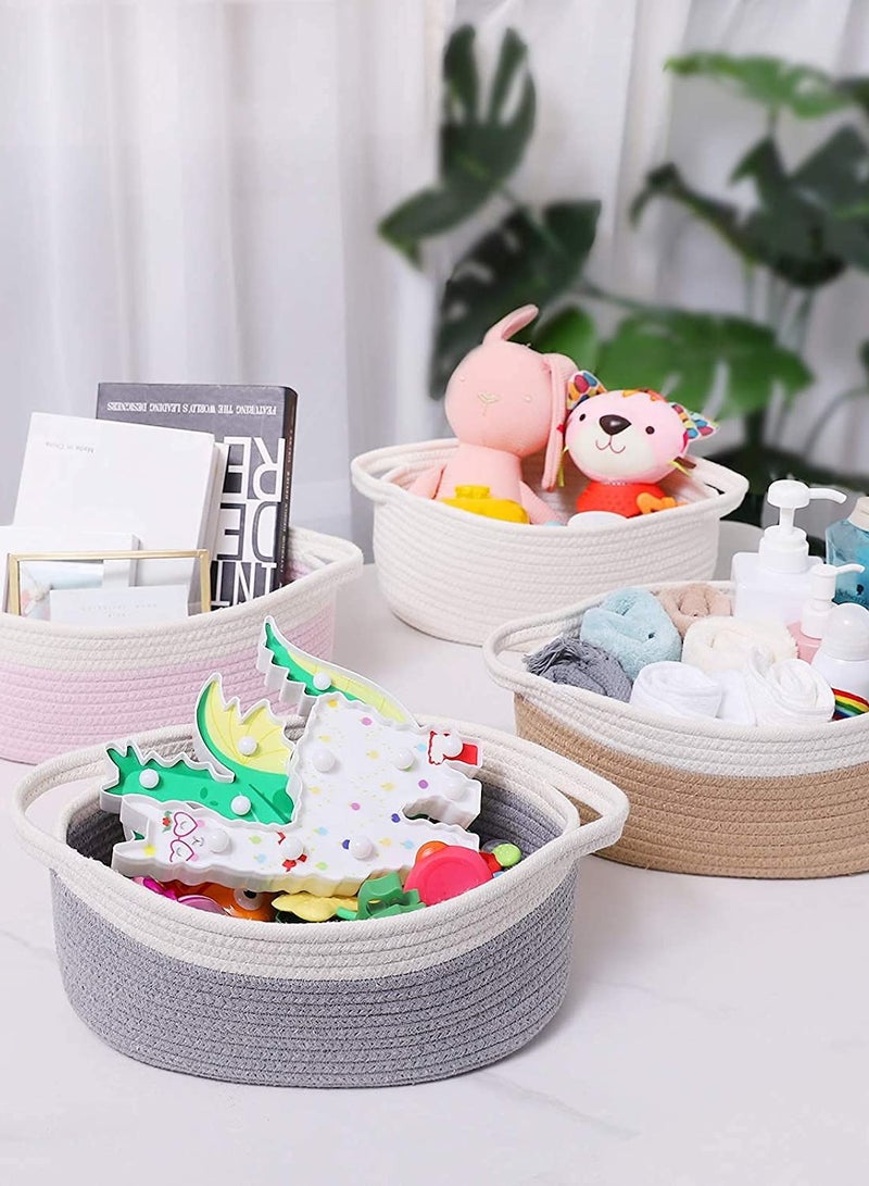 Small Woven Basket Nursery Decor,   Small Basket, Toy Basket, Empty Gift Basket with Handles Basket, Shelf Organizing Basket 12