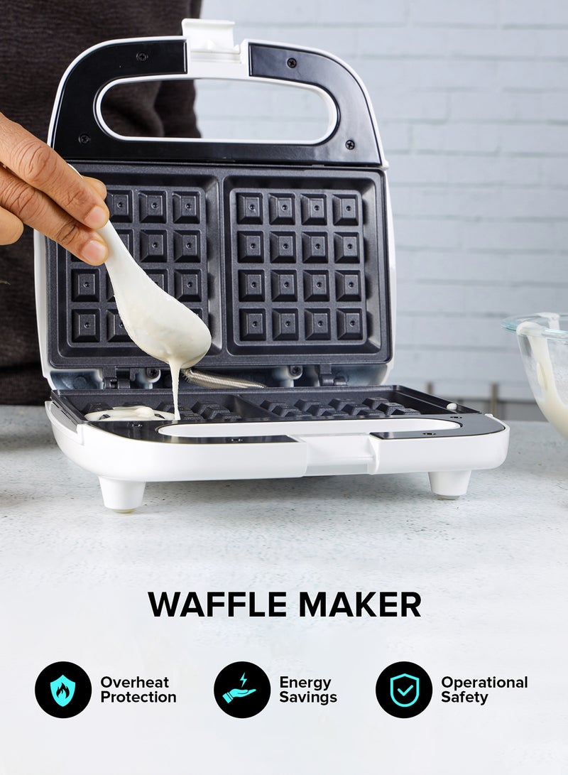 Waffle Maker, 2 Slice Electric Waffle Maker| Non-Stick Waffle Maker with Adjustable Temperature Control | Cool Touch Body | Overheat Protection & Safety Lock 750 W GWM676N White