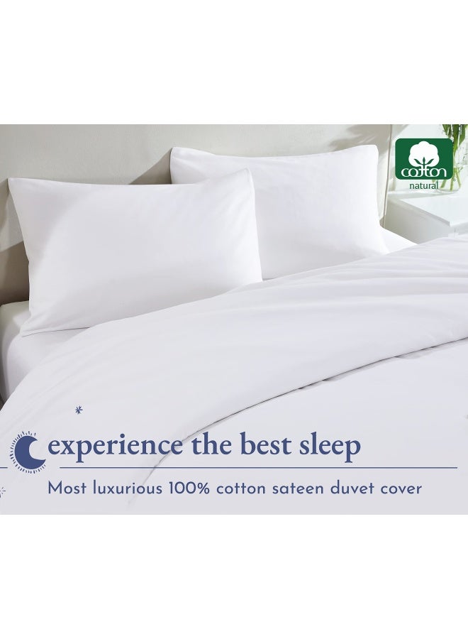 Cotton Duvet Cover Set  400 Thread Count  Pure White  King
