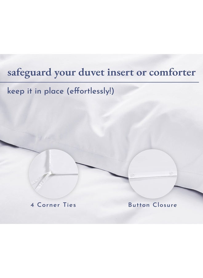 Cotton Duvet Cover Set  400 Thread Count  Pure White  King