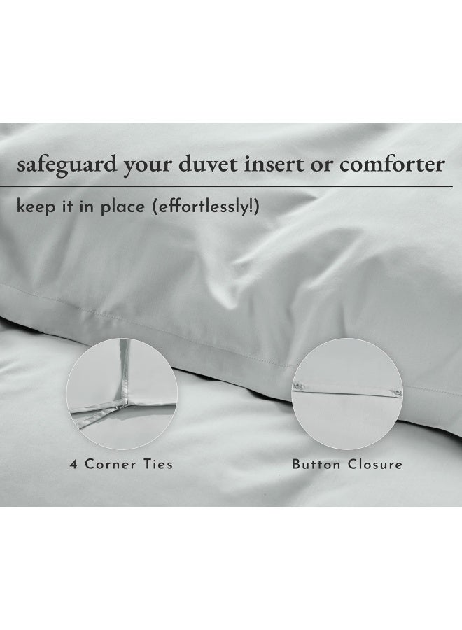 Cotton Duvet Cover  Light Grey  King  400 Thread Count