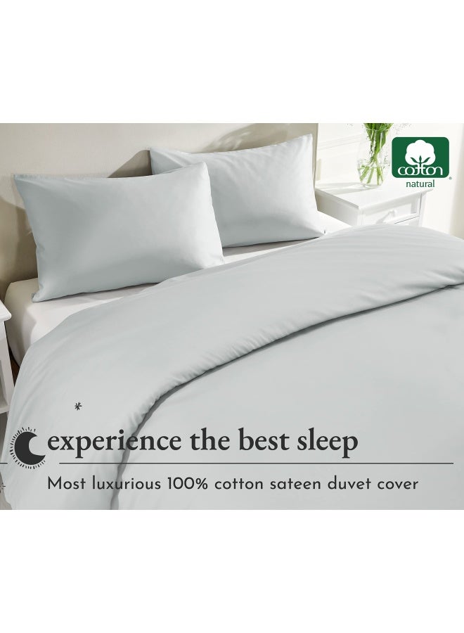 Cotton Duvet Cover  Light Grey  King  400 Thread Count