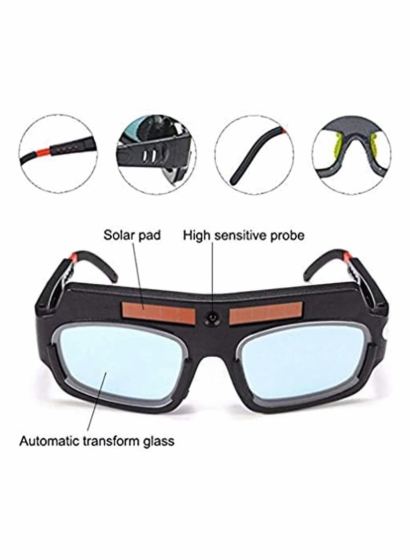 Welding Protection Glasses, Safety Goggles Solar Powered Auto Darkening Welding Goggle, Face Cover Helmet Welder Glasses, Pc Lens Eye Professional Goggles For Welding Protection