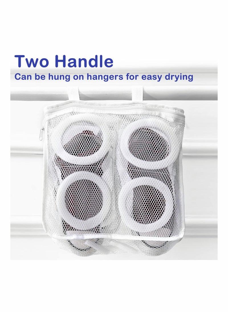 Shoe Washing Bag Set with Zipper Durable Mesh Laundry Bags for Washing Machine Includes 1 Large and 1 Medium Bag for Sneakers Trainers Running Shoes Bras Socks and Lingerie