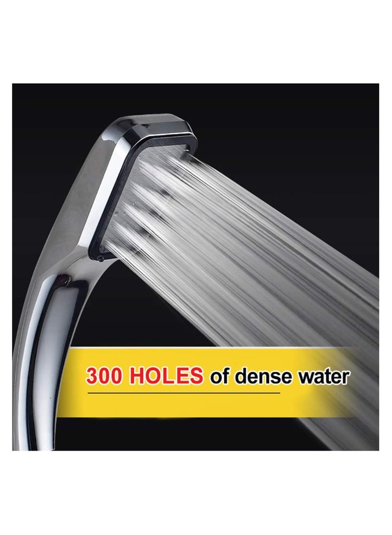 High Pressure Handheld Shower Head, 300 Holes Square Shower Head Sprayer, Saving Bathroom Shower Head Powerful Boosting Spray, Universal Interface