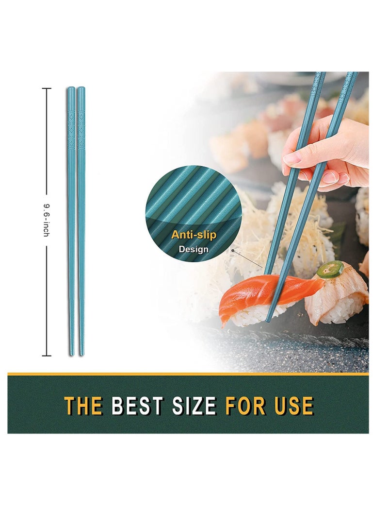 Chopsticks, 10 Pairs Multicolor Reusable Chopsticks Dishwasher Safe, Non-Slip Chop Sticks Gift Set Japanese Style, Dishwasher Safe, 24.4cm