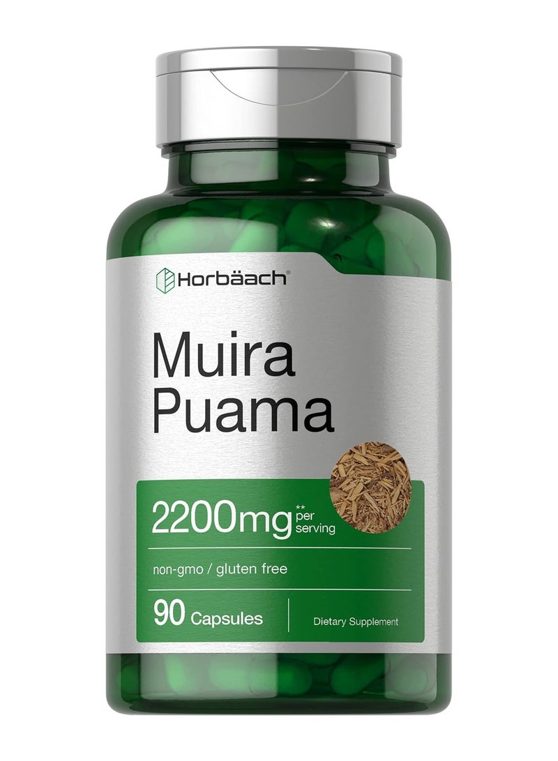 Horbäach Muira Puama Root Extract 2200 mg | 90 Capsules | Non GMO, Gluten Free Supplement