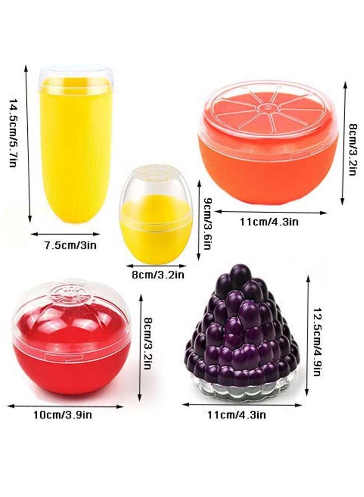 5Pcs Reusable Plastic Fruit Storage Box for Lemon, Tomato, Grape, Corn & Orange, Fresh-Keeping Container