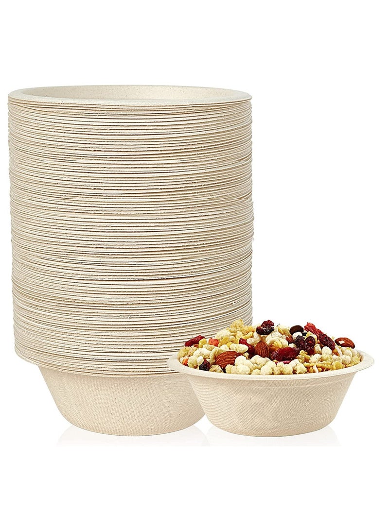 Compostable Bowls, 12oz Disposable Paper Bowls, Biodegradable Soup Bowls Made of Natural Bagasse, Eco-Friendly Sugarcane Bowls for Salad Wheat Flakes 100 Pack (Nature)