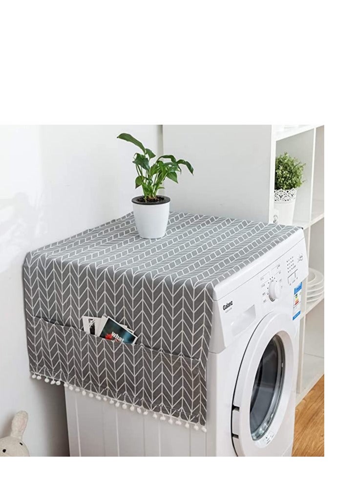 Washing Machine Dustproof Cover, 55cm × 130cm Anti-Stain Waterproof Washer and Dryer Protection Covers for The Top, Anti-Slip Refrigerator Fridge Dust Cover with Storage Bag (1pcs)