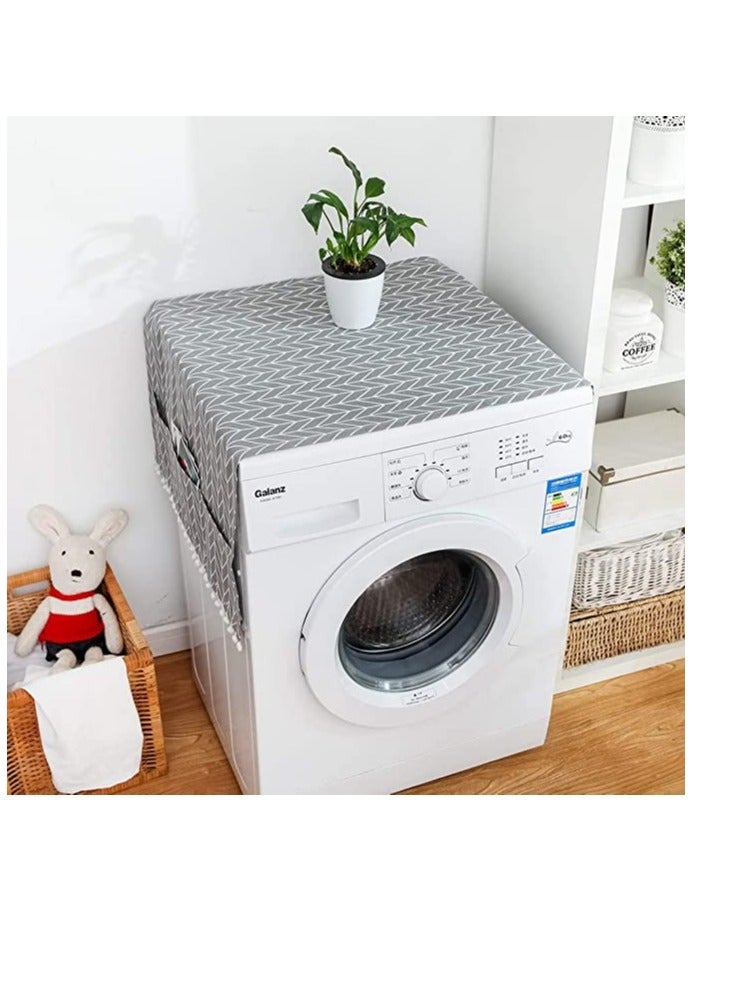 Washing Machine Dustproof Cover, 55cm × 130cm Anti-Stain Waterproof Washer and Dryer Protection Covers for The Top, Anti-Slip Refrigerator Fridge Dust Cover with Storage Bag (1pcs)