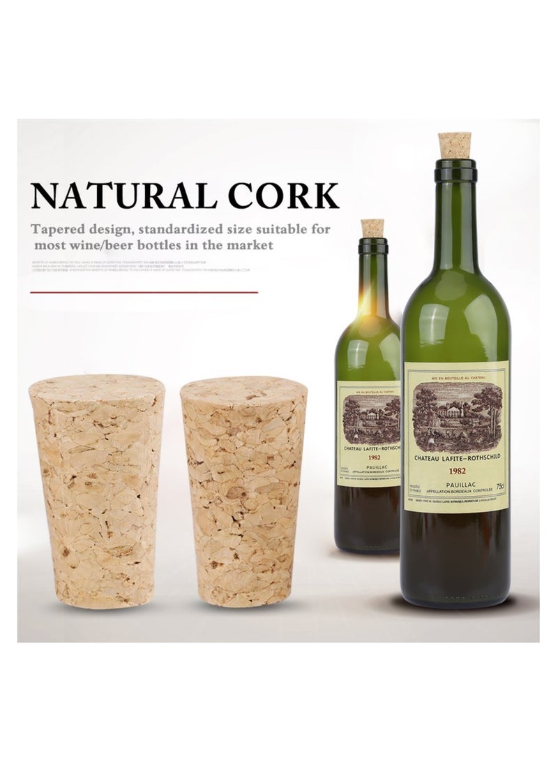 50 Pcs Natural Tapered Corks Reusable Wooden Wine and Beer Bottle Stoppers Premium Quality 22x18x35mm Ideal For Wine Making and Craft Projects.
