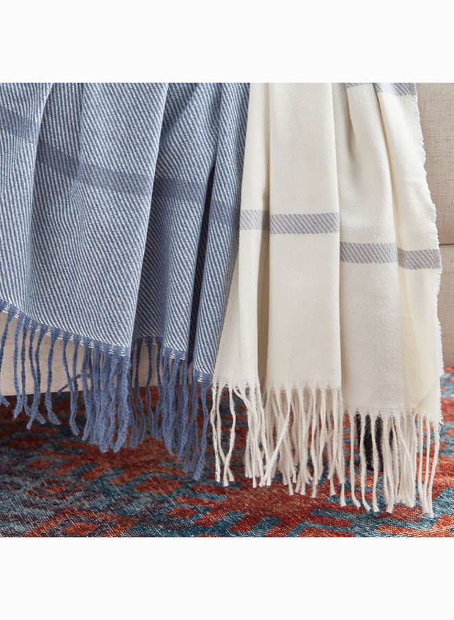 Bristol Ana Striped Woven Throw With Fringe 170 x 130 cm