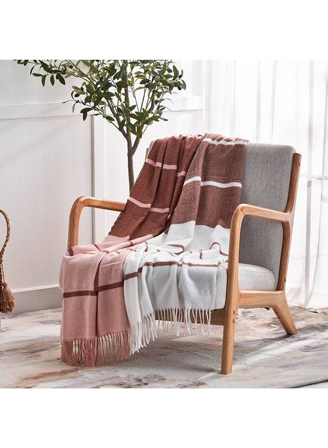 Bristol Eka Striped Woven Throw with Fringe 170 x 130 cm