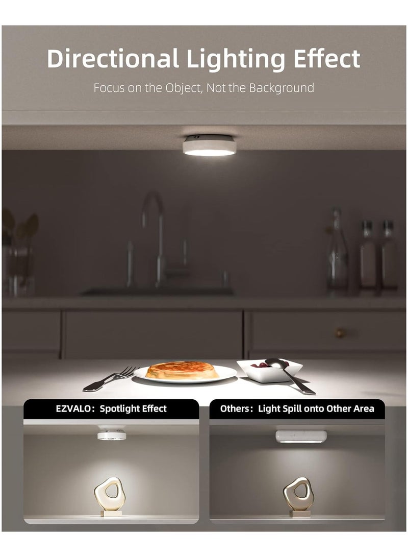 Under Cabinet Lights 2 Color Temperatures Motion Sensor Puck Lights Rechargeable LED Closet Lights Group Control Dimmable LED Under Counter Lights For Kitchen Cabinet Hallway