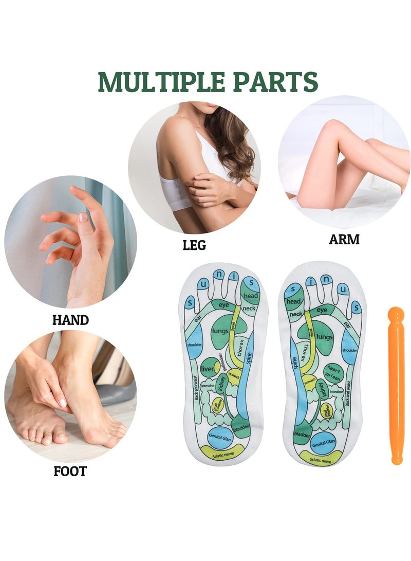 Reflexology Socks with Marked Pressure Points, Foot Massage Socks Featuring Acupressure Zones, Includes 4 Pairs of Foot Care Socks and Trigger Point Massage Tools.